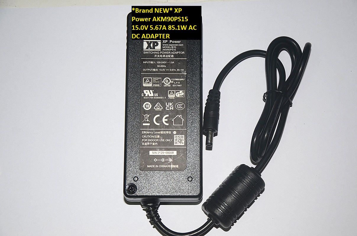 *Brand NEW* XP Power 15.0V 5.67A AC DC ADAPTER AC100-240V AKM90PS15 85.1W 5.5*2.5/5.5*2.1